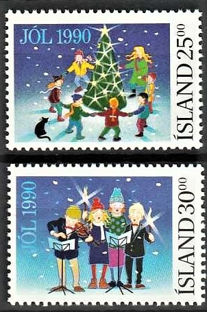 FRIMÆRKER ISLAND | 1990 - AFA 731,732 - Julefrimærker - 25,00 + 30,00 kr. flerfarvet - Postfrisk
